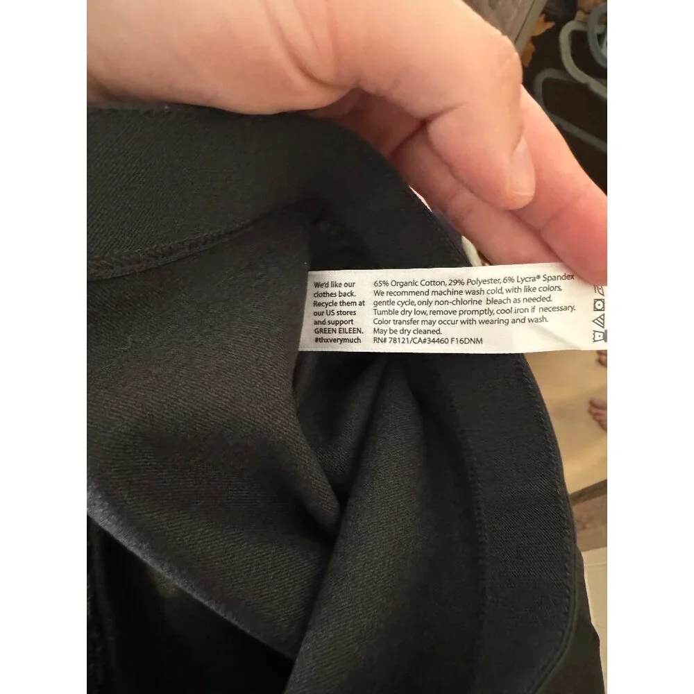 Eileen Fisher Satin Sheen Pant Size Large Womens Tailored Black Pull On - Picture 3 of 4